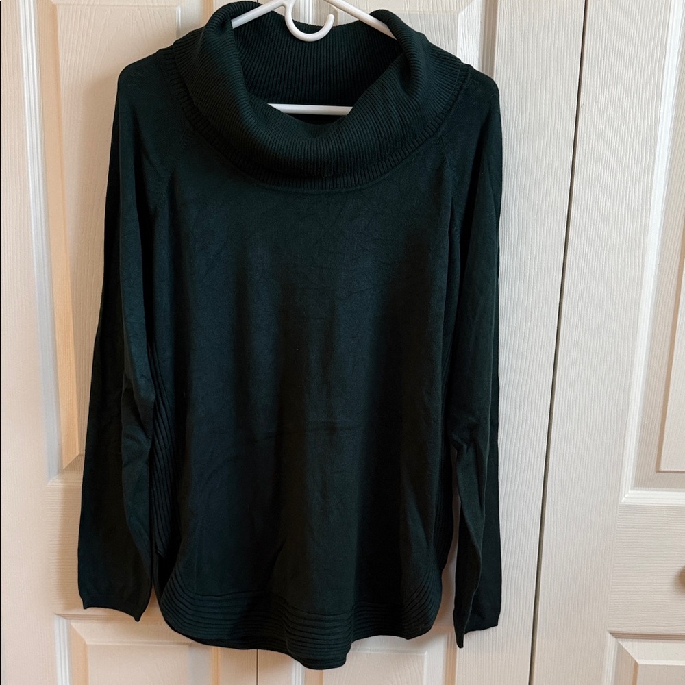 Women's Dark Green Cowl Neck Sweater